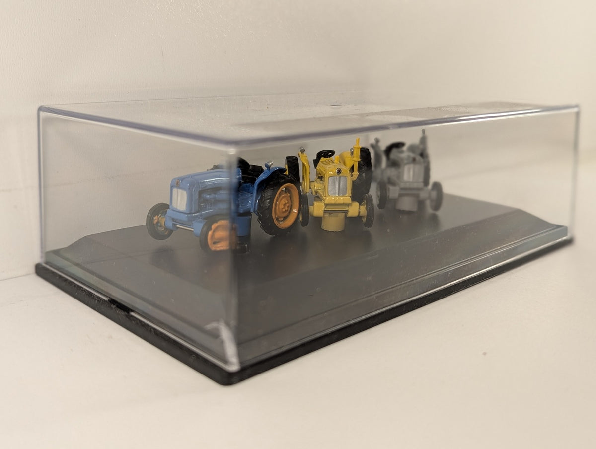 Oxford Diecast 1:76 Triple Tractor Set Blue Yellow Grey Die-cast Vehicles