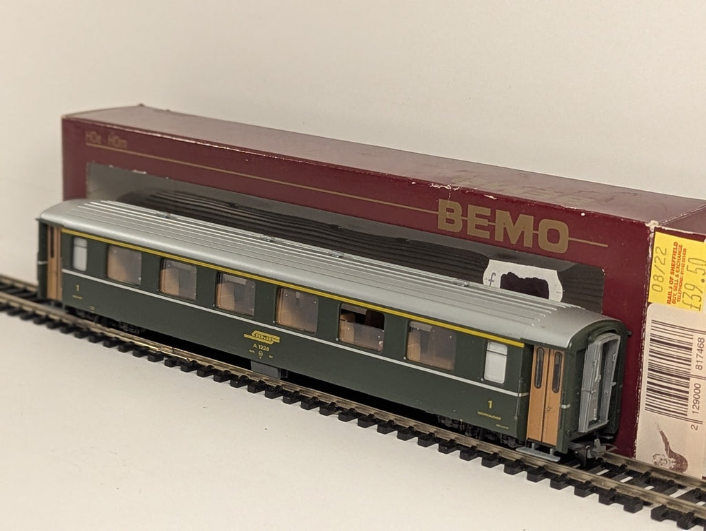 Bemo H0m RhB EW I 1st Class Coach A 1226 Passenger Coach RhB Green 3252 116