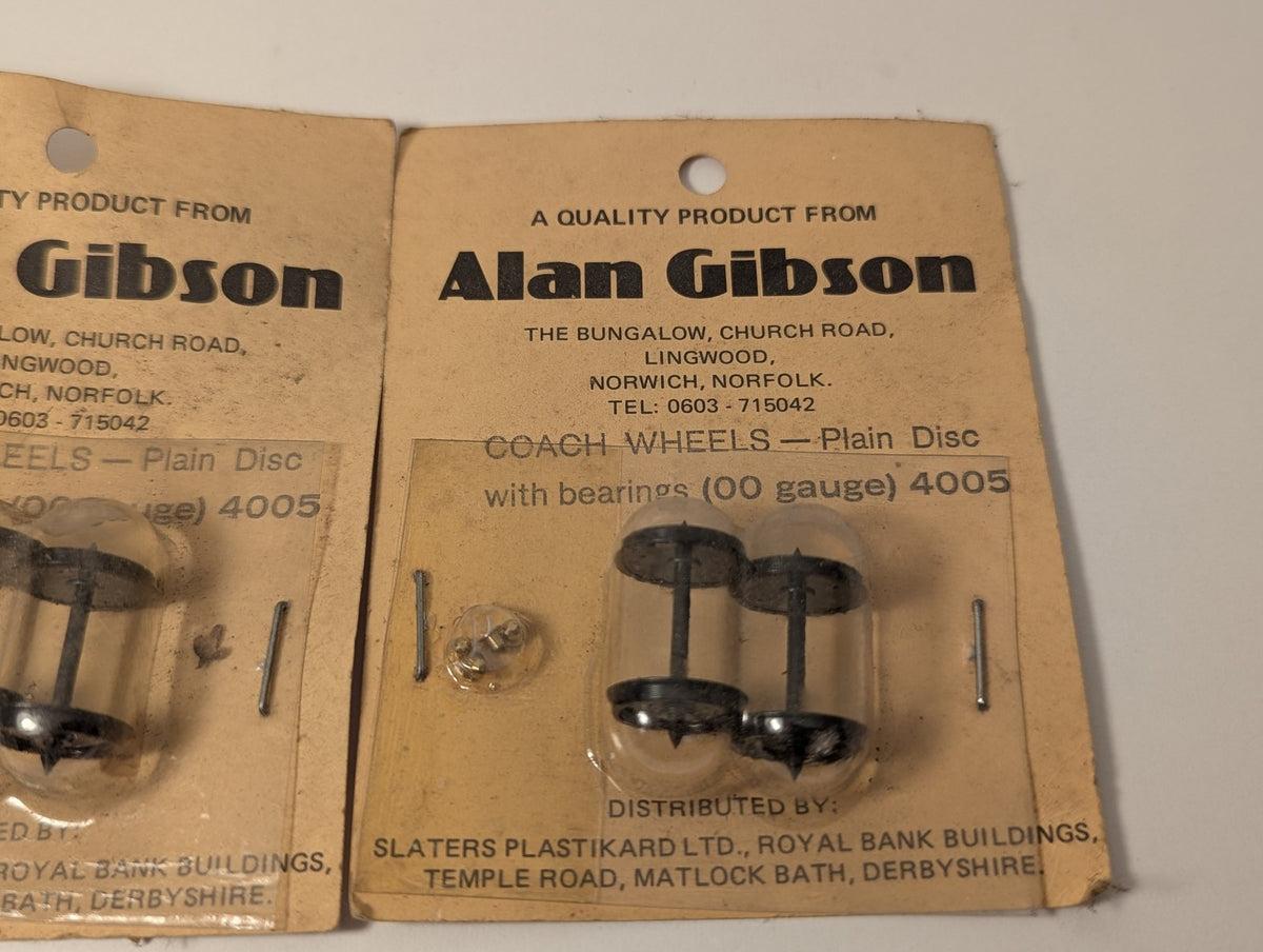 Alan Gibson OO Gauge Coach Wheels - Plain Disc with Bearings 4005