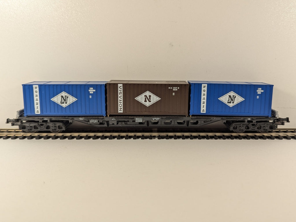 HO Gauge DB Container Flat Wagon with Norasia Containers