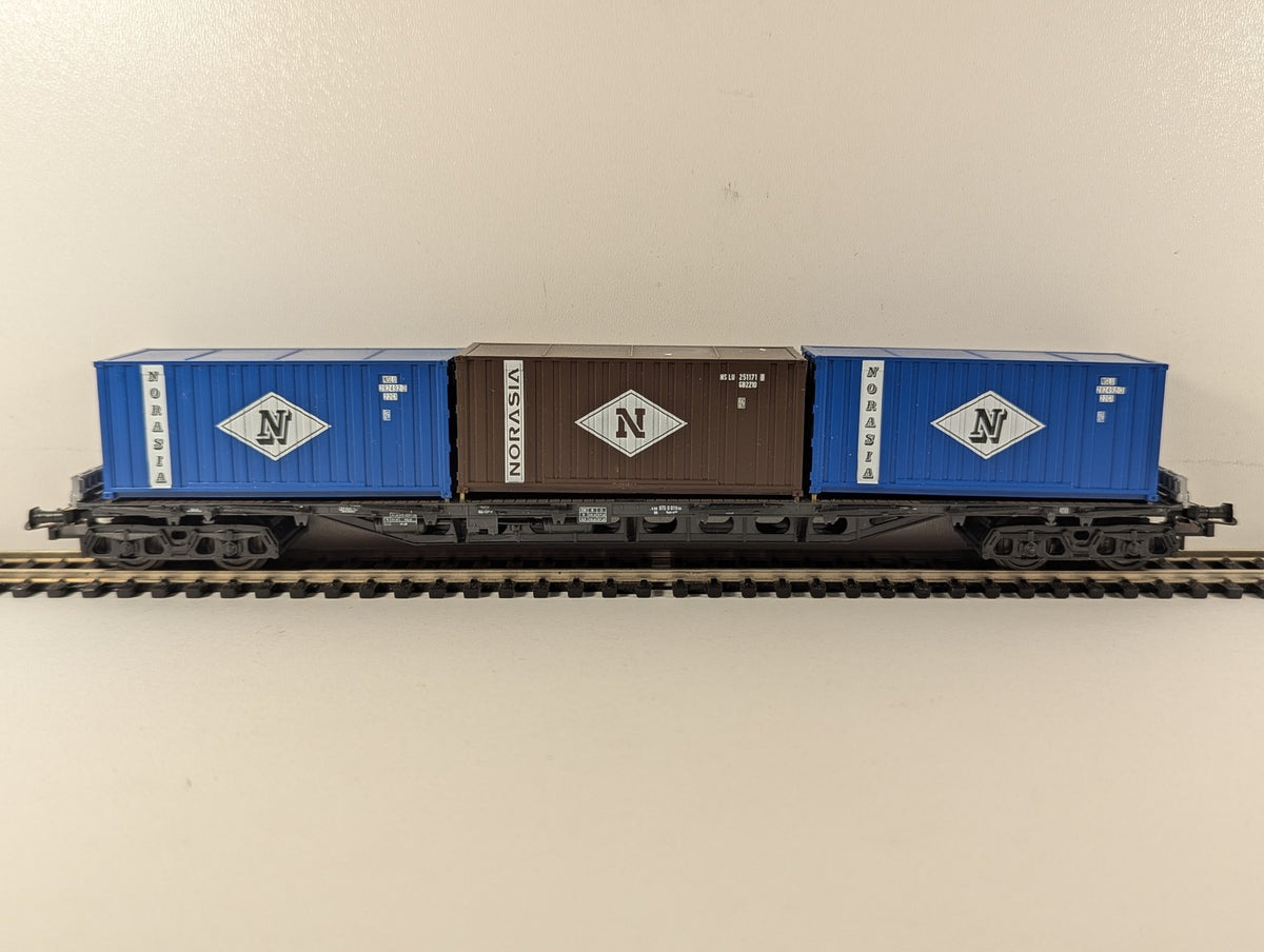 HO Gauge DB Container Flat Wagon with Norasia Containers