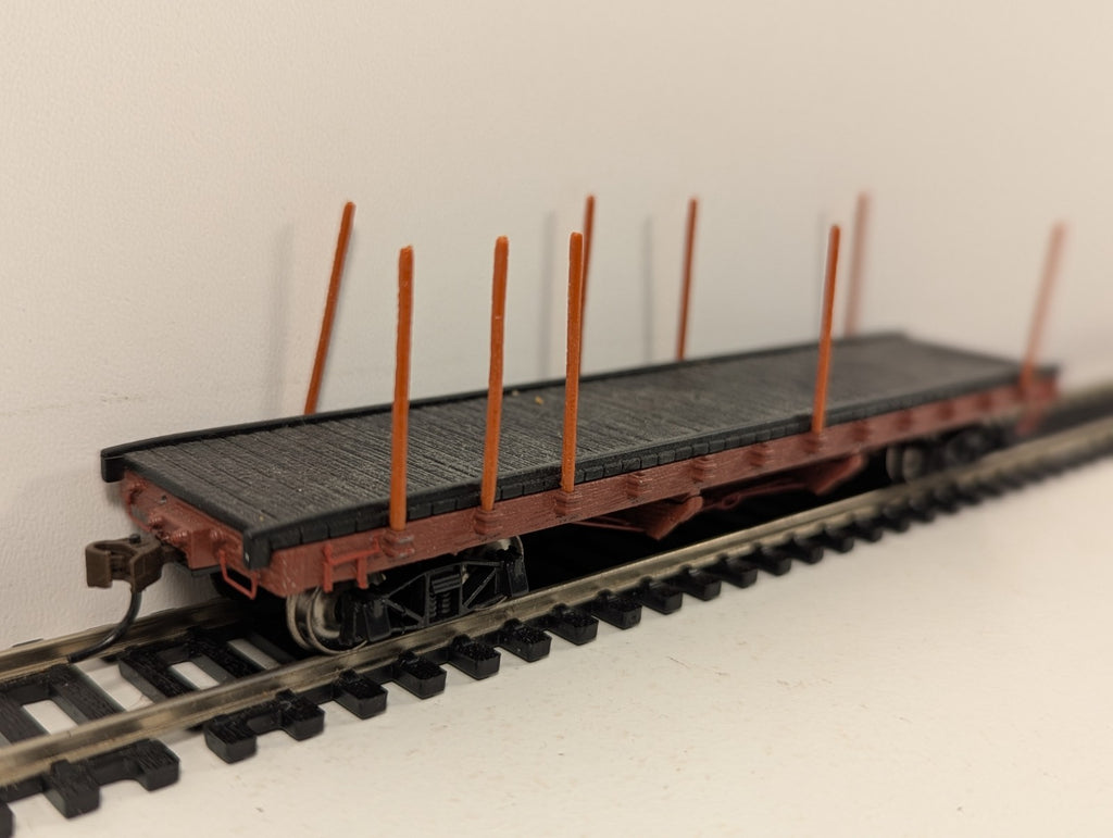 Bachmann HO Gauge Red Flatbed Log Wagon missing skeletal pillars