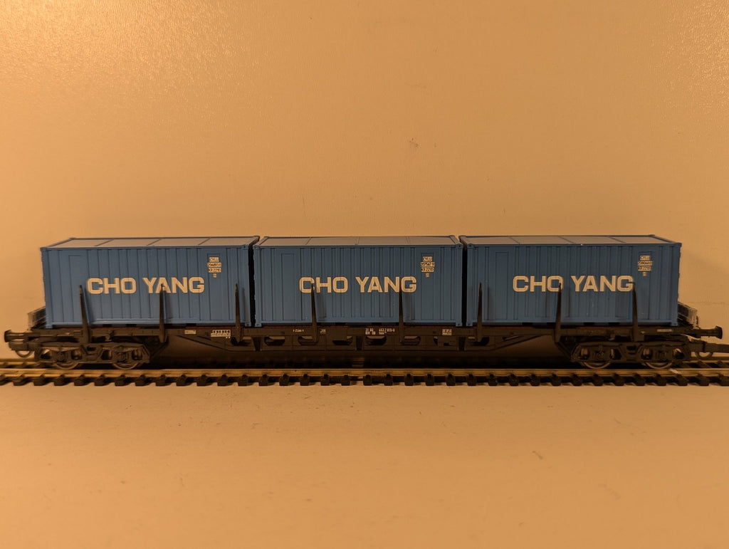 Roco HO Gauge DB Sgis Container Wagon with Cho Yang Containers