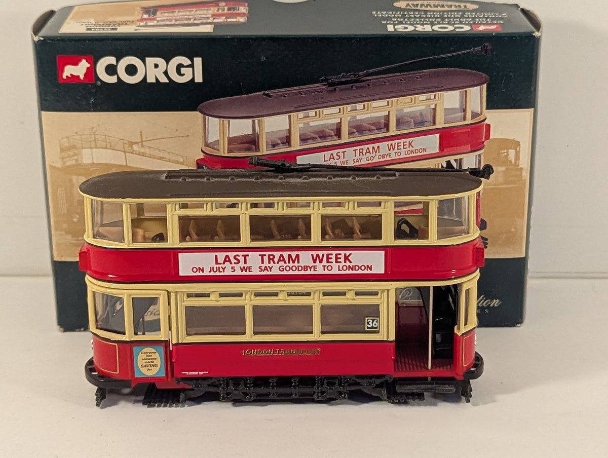 Corgi 1:64 London Transport Fully Closed Tram - Last Tram Week Die-cast Tram 284