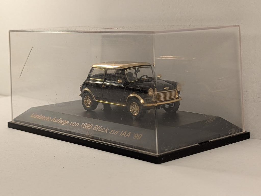 Schuco 1:87 Mini Cooper '40 Jahre Mini' IAA 1999 Diecast Model Black and Gold