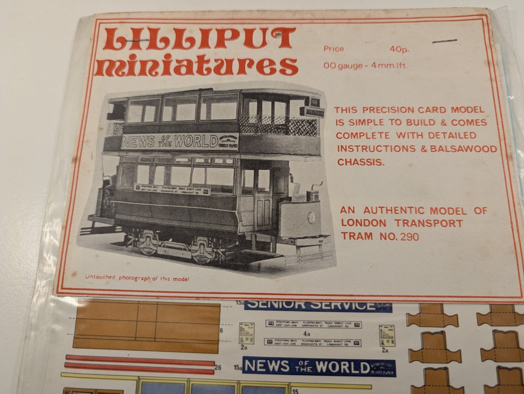 Lilliput Miniatures London Transport Tram No. 290 – Card Model Kit (OO/HO Scale)