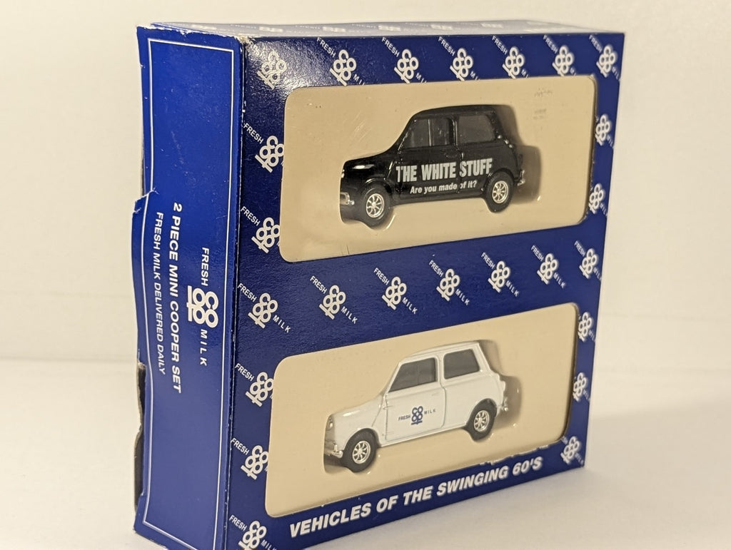 Lledo Vehicles of the Swinging 60's Co-op Fresh Milk 2 Piece Mini Cooper Set