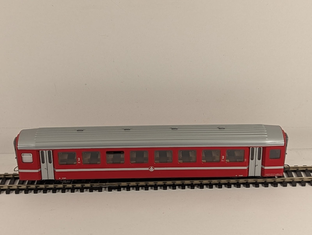 Bemo H0m BVZ EW I Second Class Coach Passenger Coach B 2281 BVZ Red & Silver