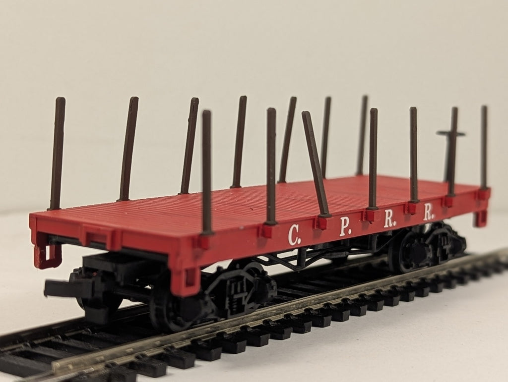 Bachmann HO Gauge 34' Old Time Flat Car Goods Wagon C.P.R.R. Red 72424