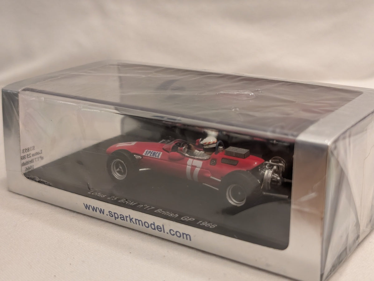 Spark 1:43 Lotus 25 BRM n°17 British GP 1966 Die-cast Model Car Red S1853