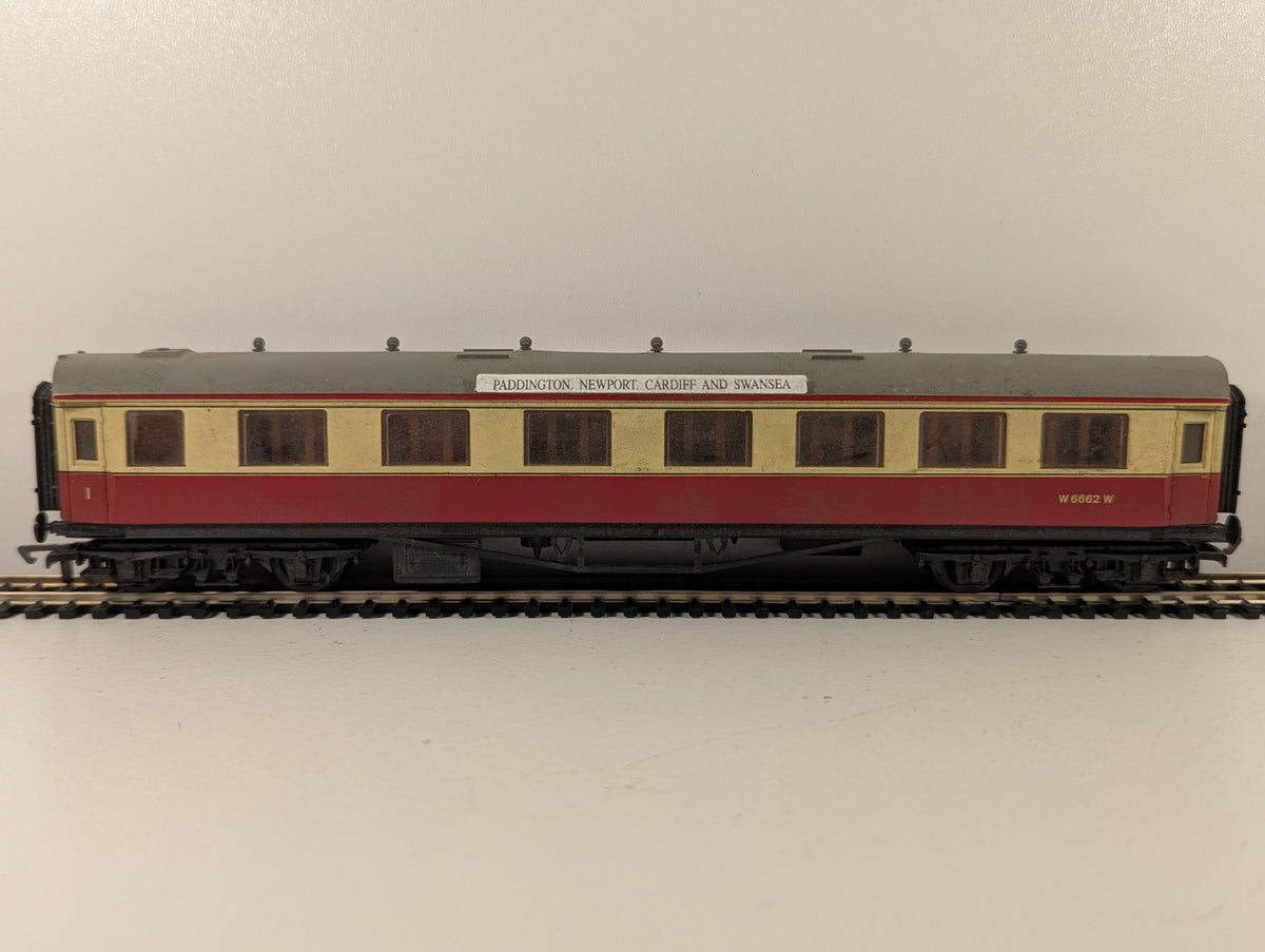 Dapol OO Gauge Maroon & Cream Composite Coach Paddington–Cardiff–Swansea boards.