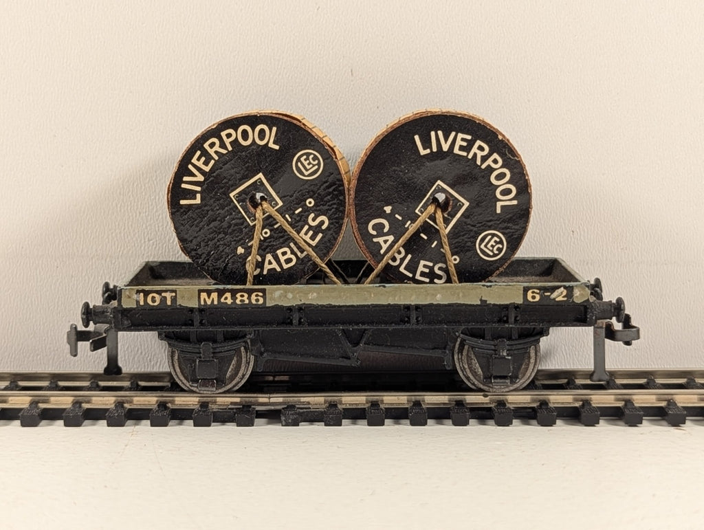 Hornby Dublo 32086 OO Gauge Grey D1 Low-Sided Wagon with Cable Drums - Boxed