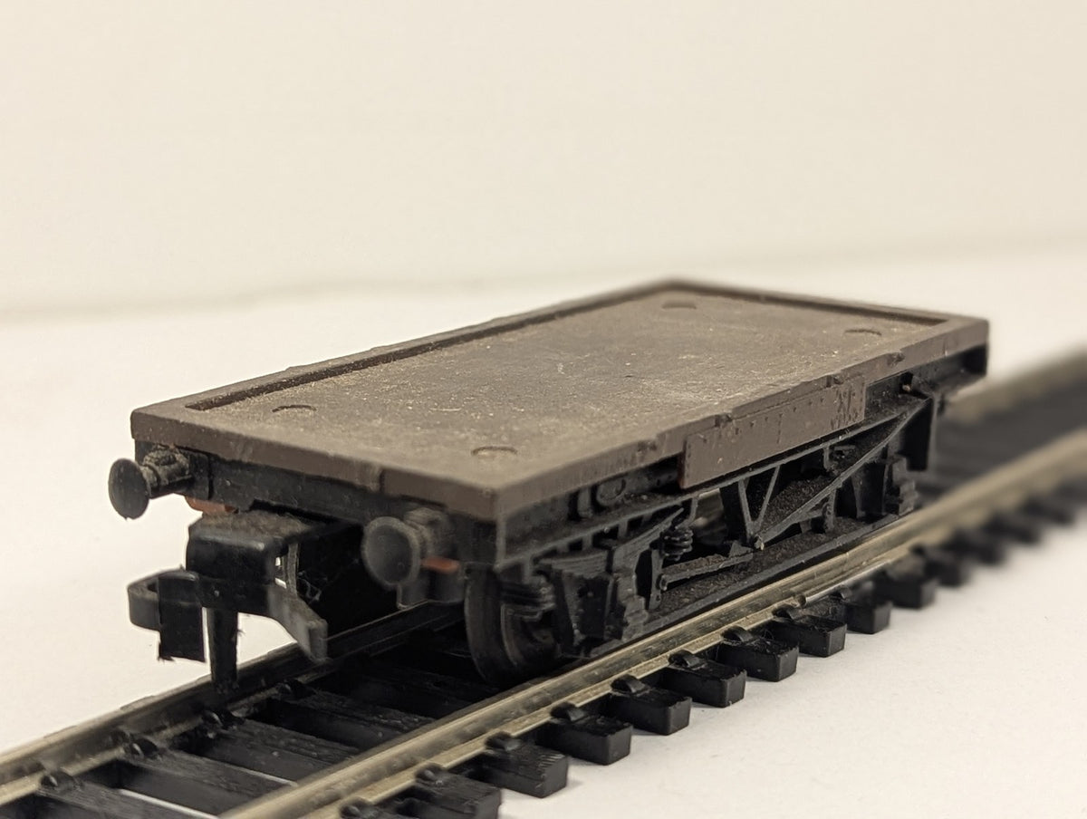 British Trix OO Gauge Low Flat Wagon Goods Wagon Brown Convertor