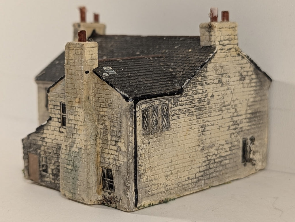 N Gauge Two Storey Weathered Stone Cottage Model Building