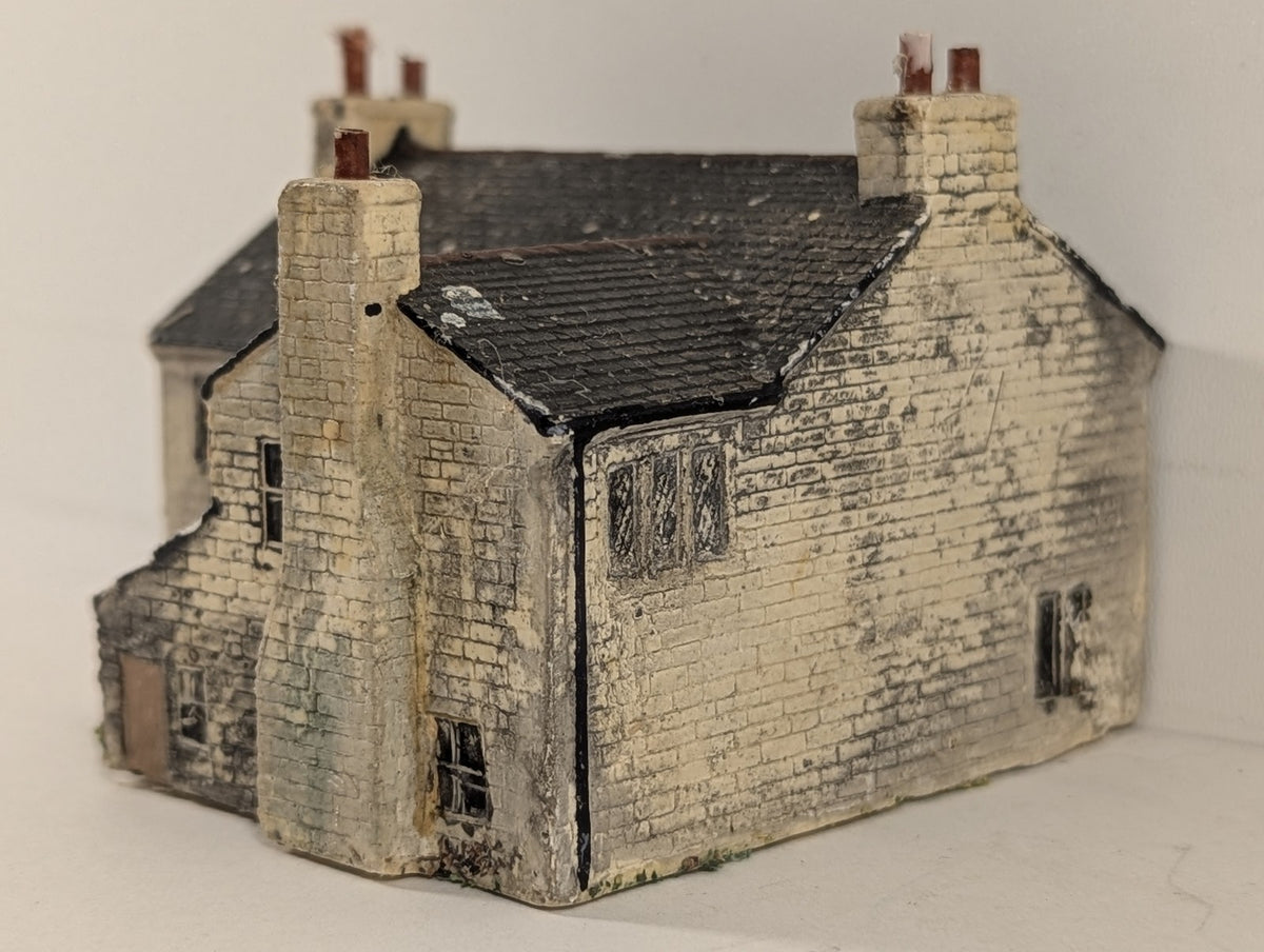 N Gauge Two Storey Weathered Stone Cottage Model Building