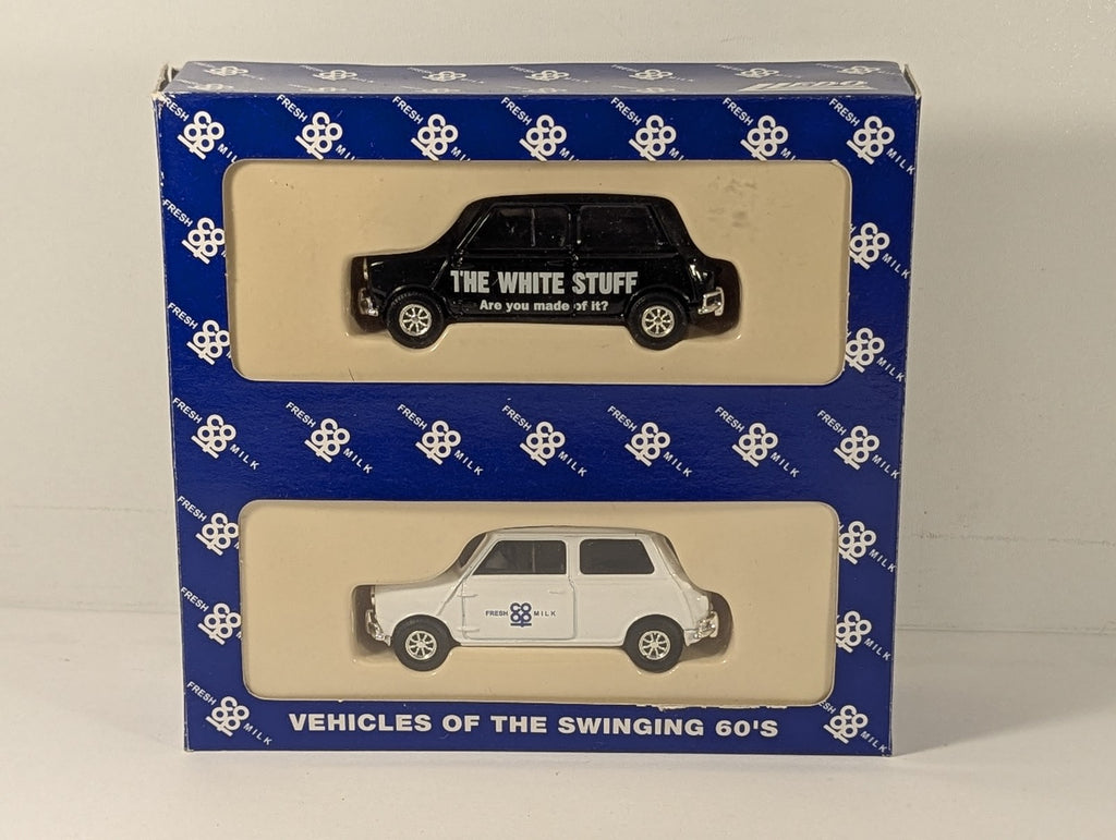 Lledo Vehicles of the Swinging 60's Co-op Fresh Milk 2 Piece Mini Cooper Set