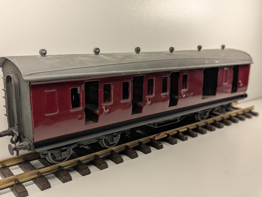 O Gauge/ G Gauge 57ft Stanier Non-Corridor Brake Coach BR Lined Maroon Kit Built
