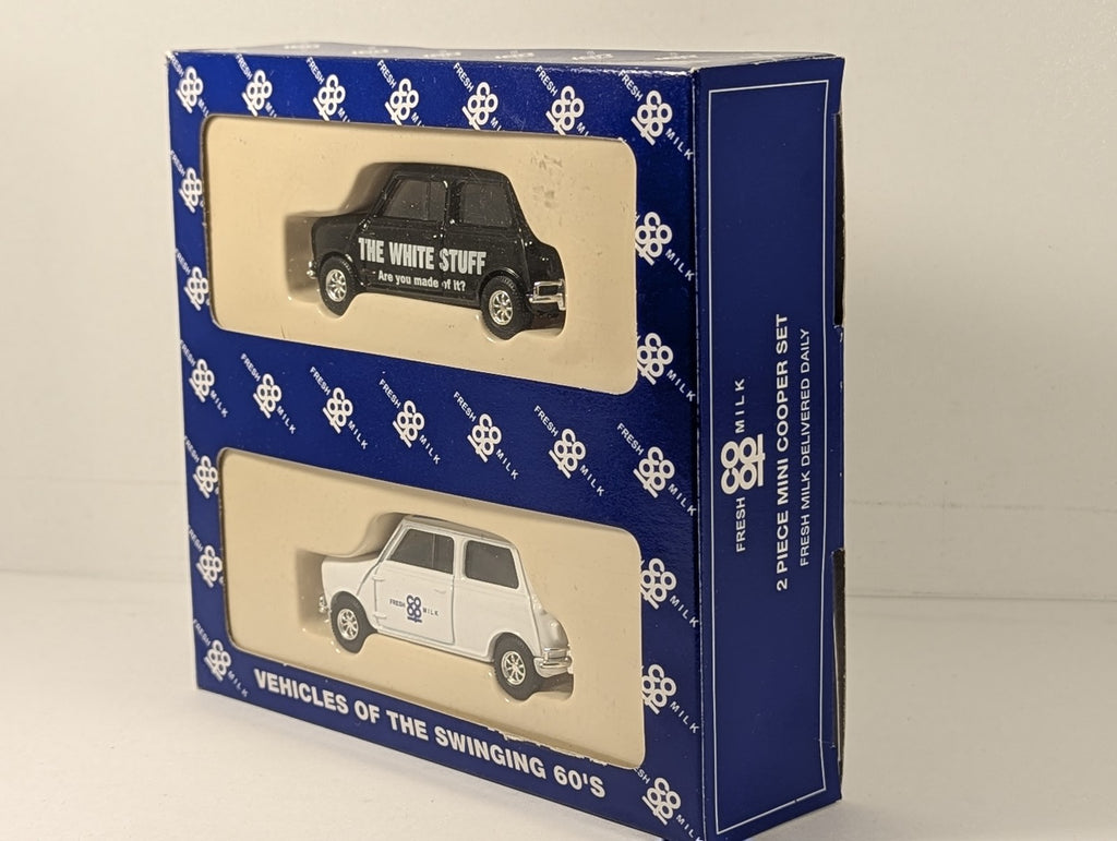 Lledo Vehicles of the Swinging 60's Co-op Fresh Milk 2 Piece Mini Cooper Set
