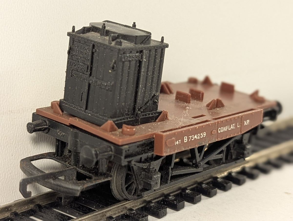 Hornby OO Gauge BR Conflat L Wagon with Container Goods Wagon B734259 BR Bauxite