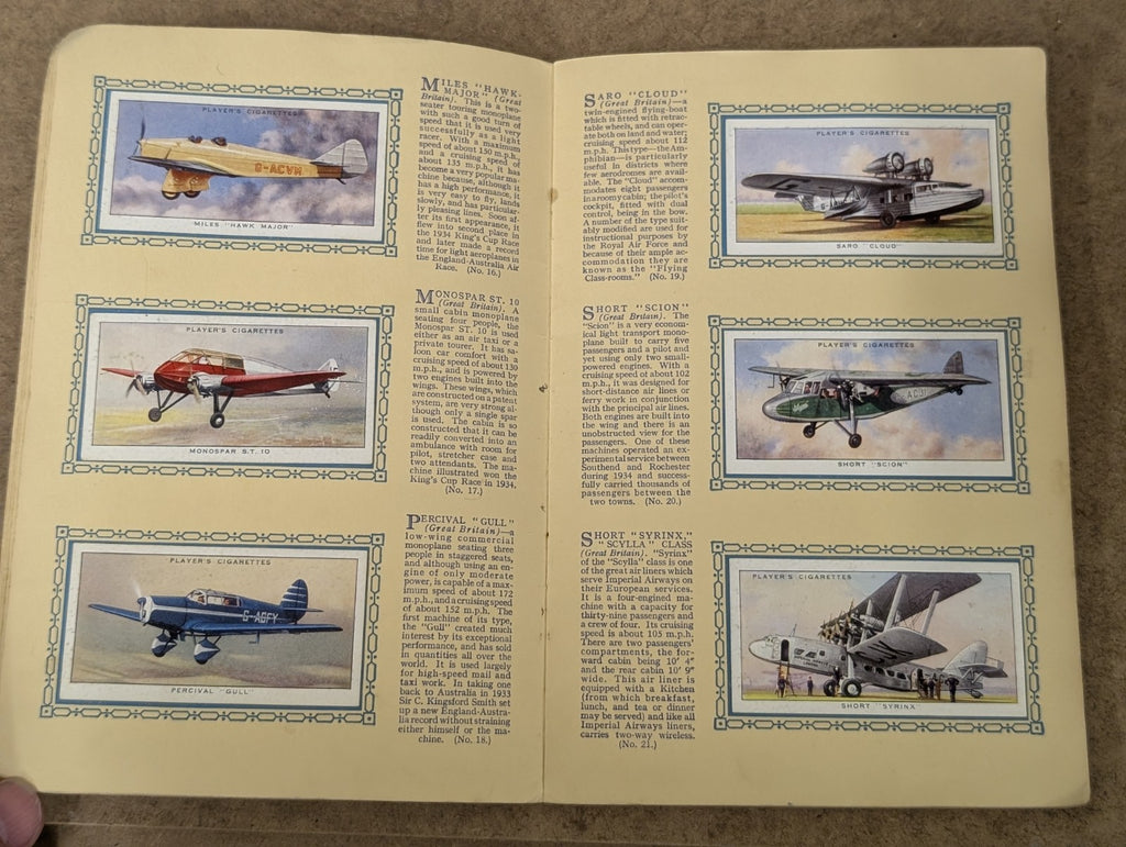 VINTAGE 1930's AN ALBUM OF AEROPLANES (CIVIL) JOHN PLAYER & SONS CIGARETTE CARDS