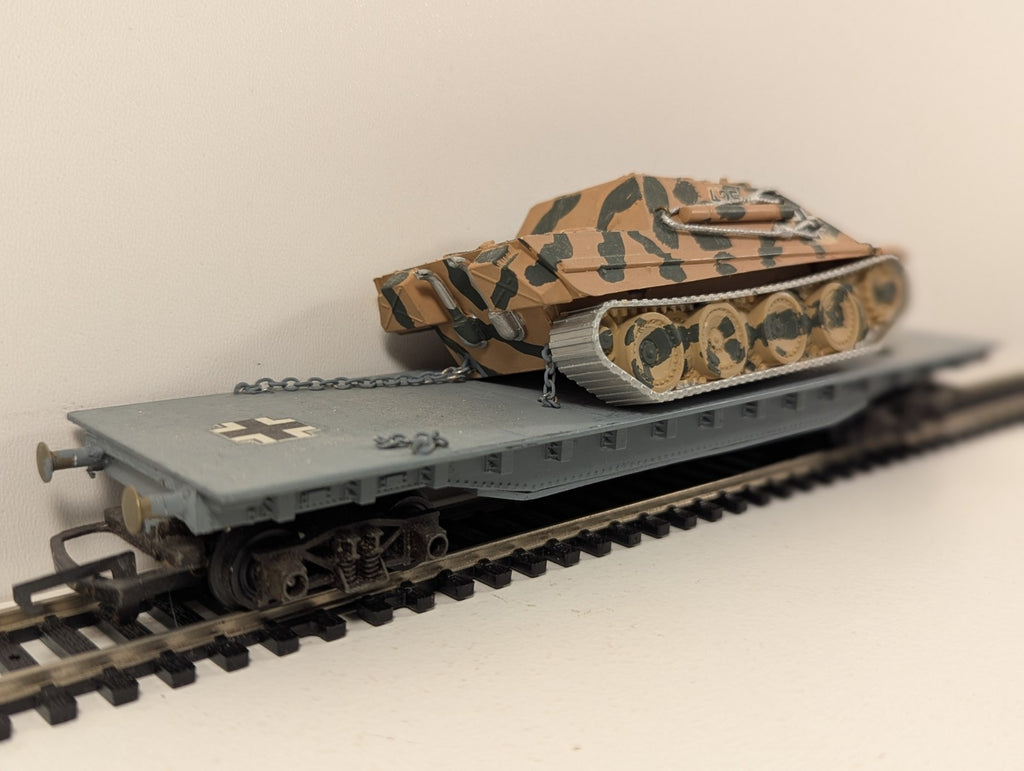 Custom HO Gauge German WW2 Schwerlastwagen with Tank Load
