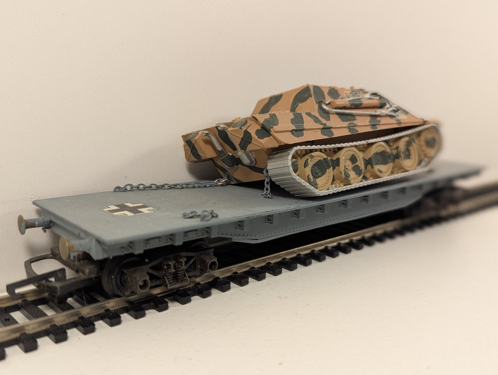 Custom HO Gauge German WW2 Schwerlastwagen with Tank Load