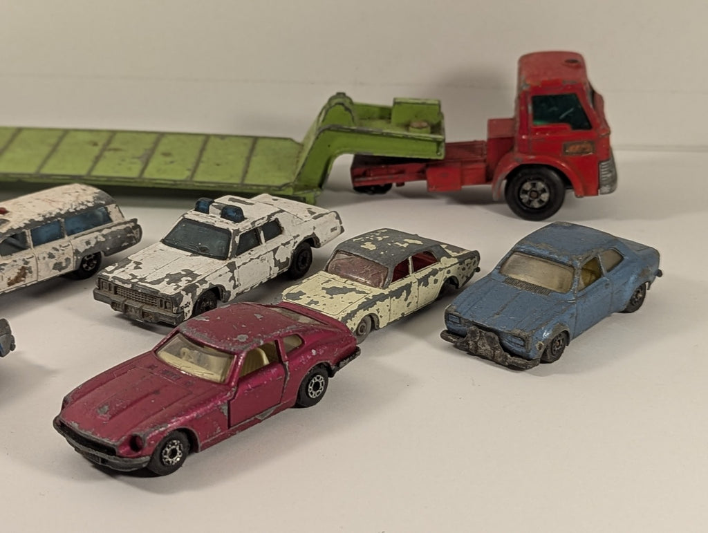 Matchbox Job Lot of Vintage Matchbox Die-Cast Cars and Low Loader Truck