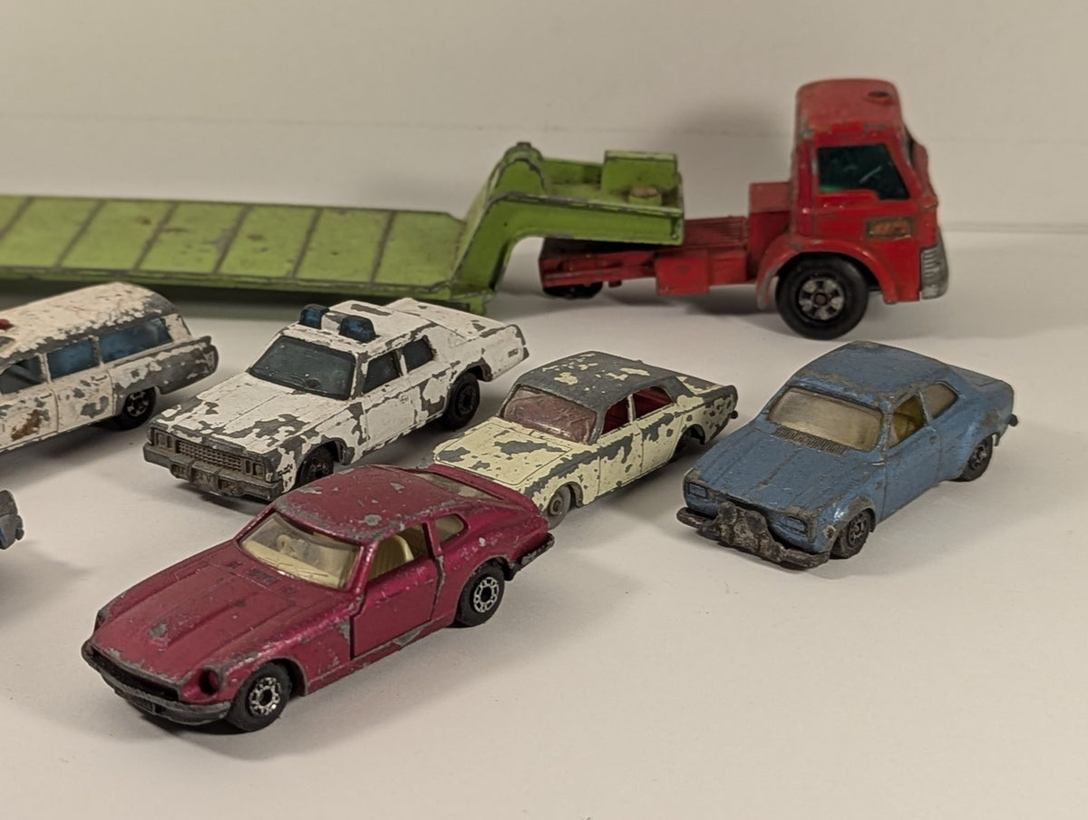 Matchbox Job Lot of Vintage Matchbox Die-Cast Cars and Low Loader Truck