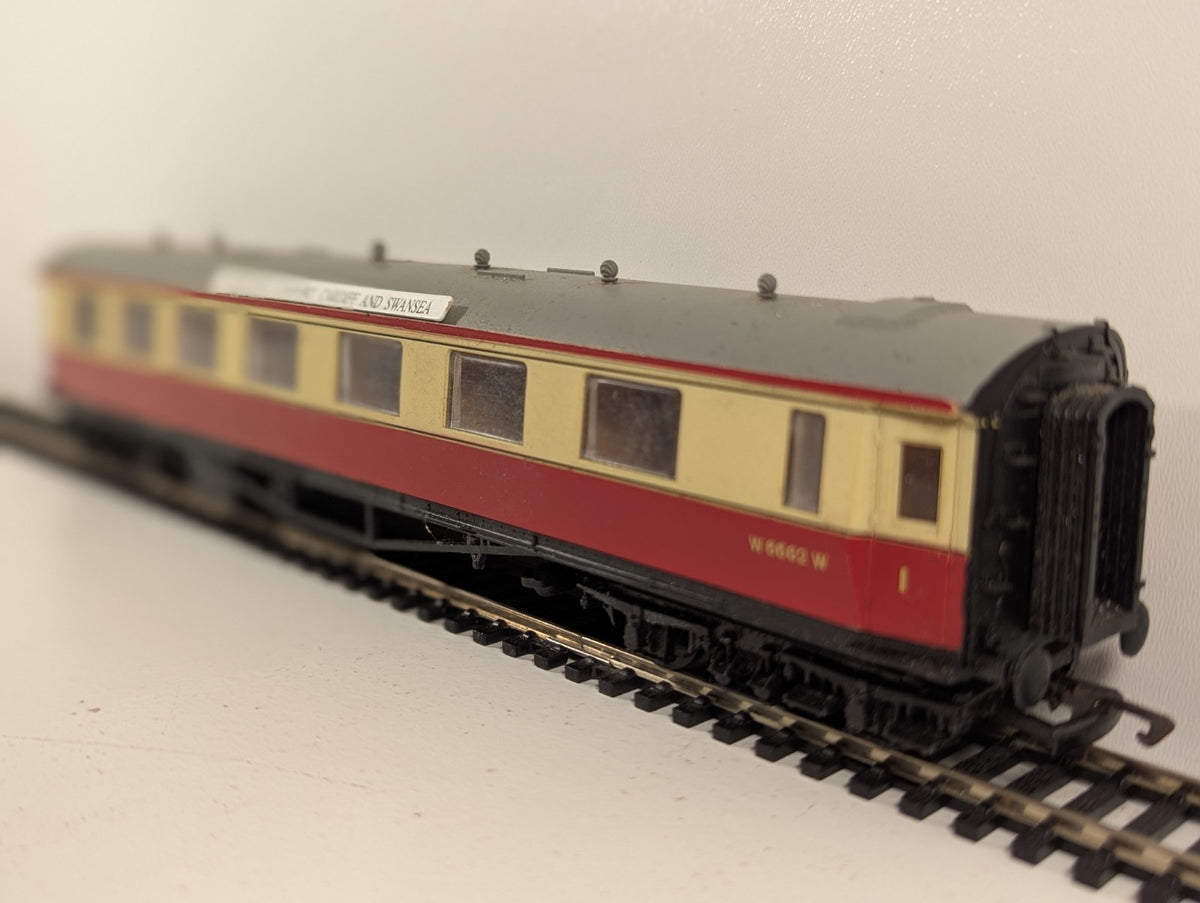 Dapol OO Gauge Maroon & Cream Composite Coach Paddington–Cardiff–Swansea boards.
