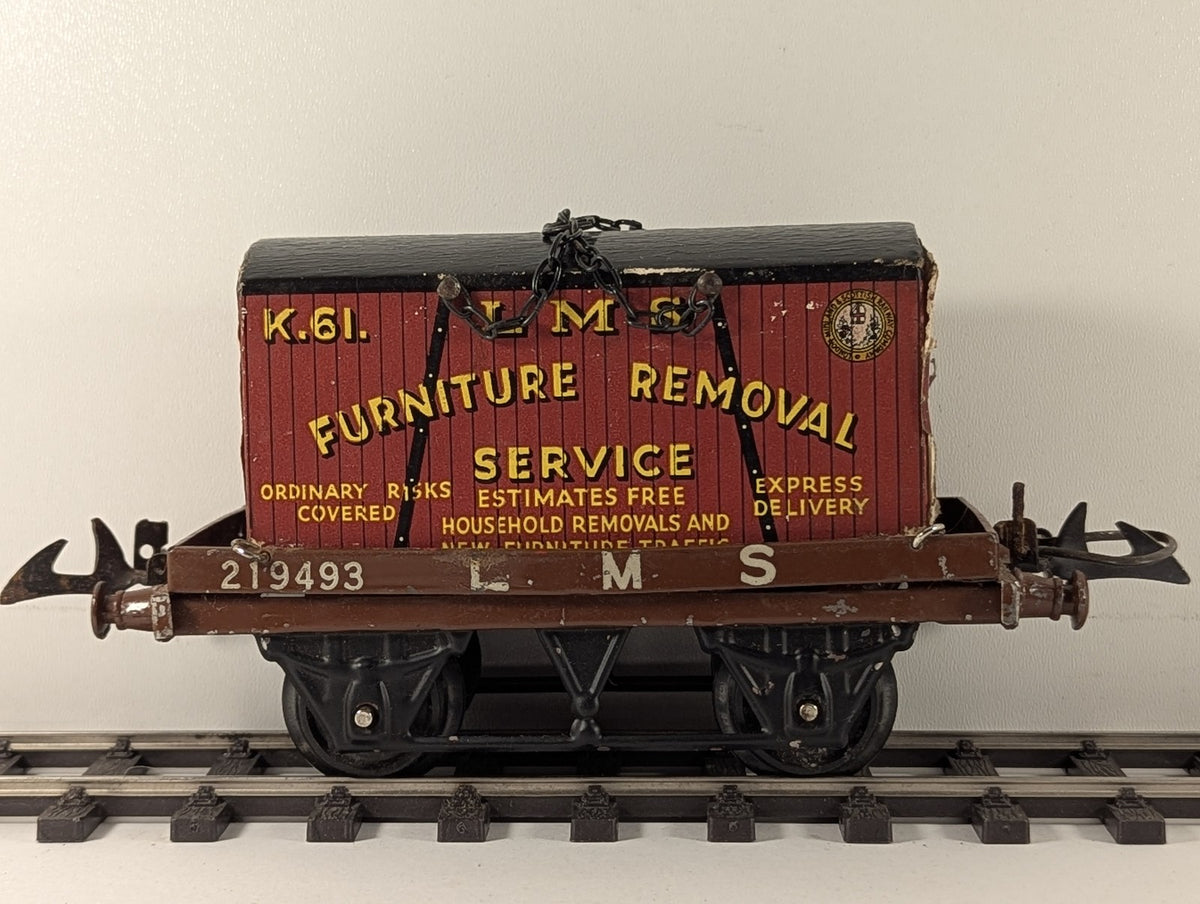 Hornby O Gauge Flat Truck with Container Goods Wagon 219493 LMS 42150