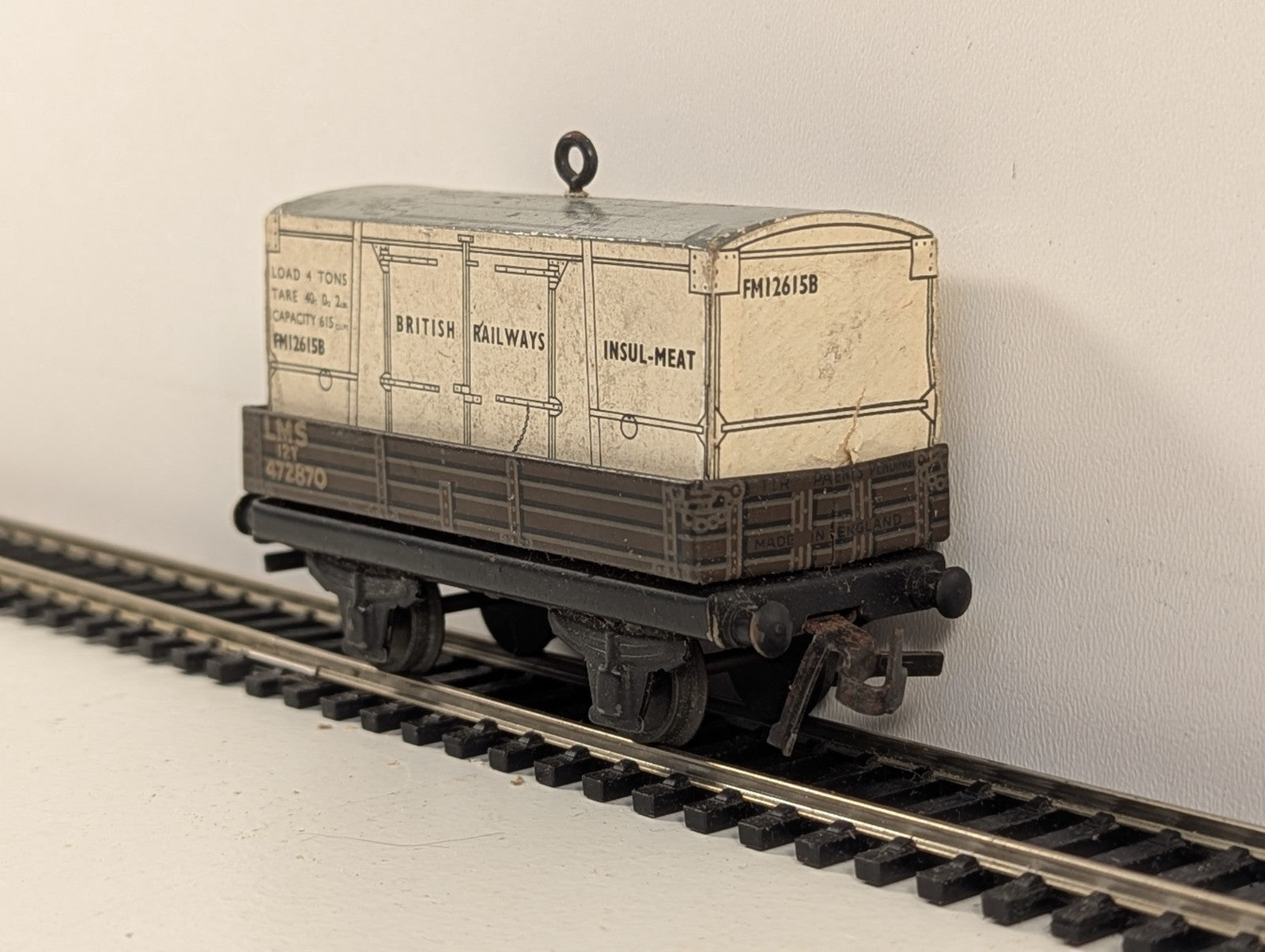 TrixTinplate 12Ton OpenGoods Wagon with WhiteMeat Container - Wrong Wagon in box