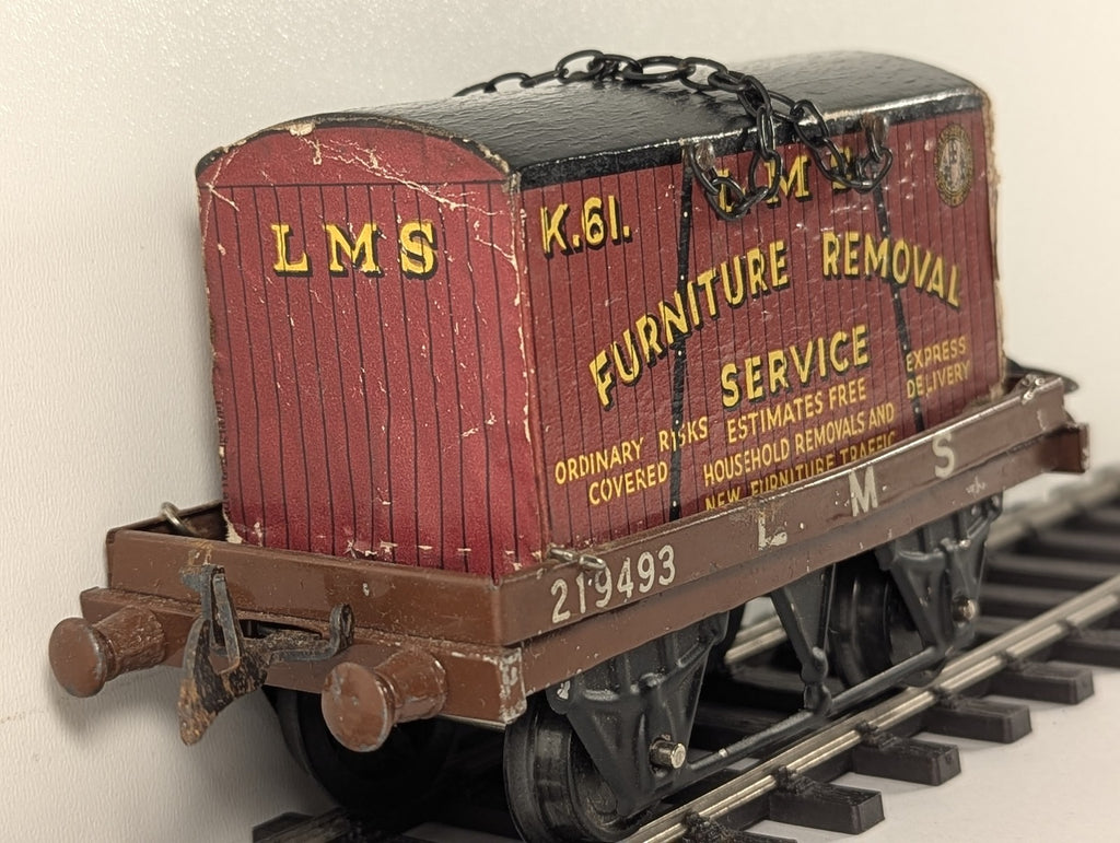 Hornby O Gauge Flat Truck with Container Goods Wagon 219493 LMS 42150