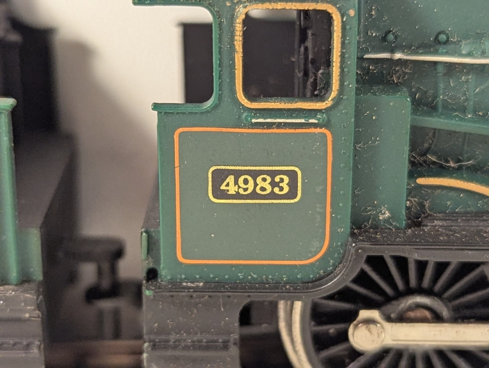 Side view of Hornby OO Gauge GWR Class 4900 Albert Hall steam locomotive 4983 cab detail