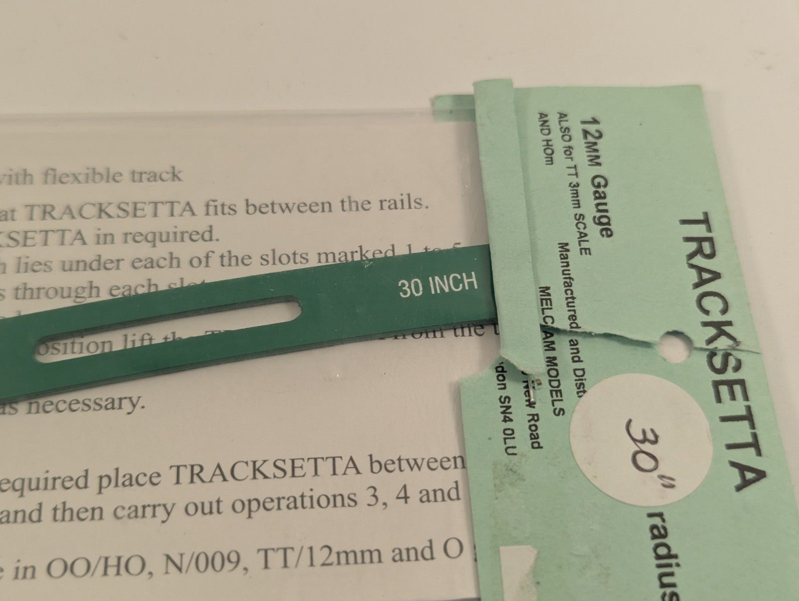 Tracksetta 30" Radius 12mm Gauge Track Laying Template