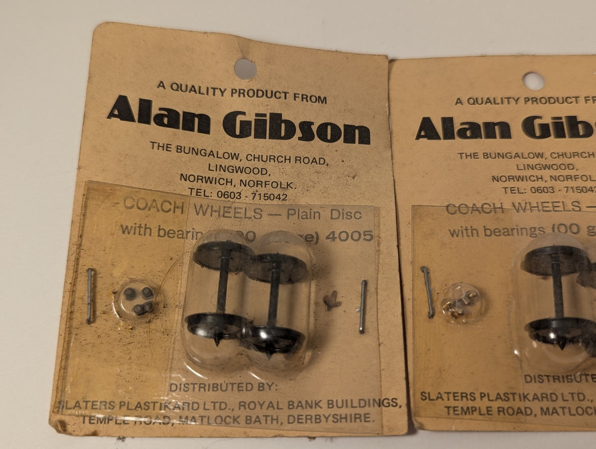 Alan Gibson OO Gauge Coach Wheels - Plain Disc with Bearings 4005