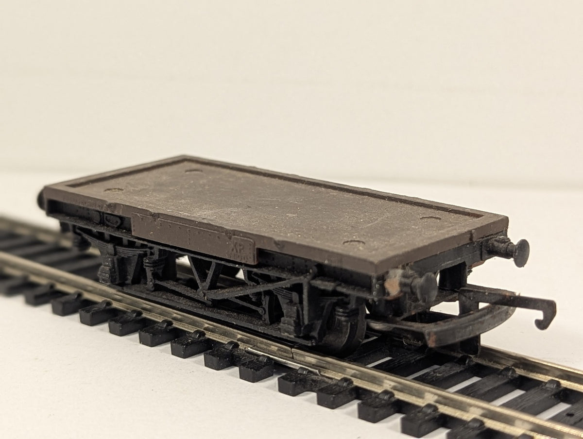 British Trix OO Gauge Low Flat Wagon Goods Wagon Brown Convertor