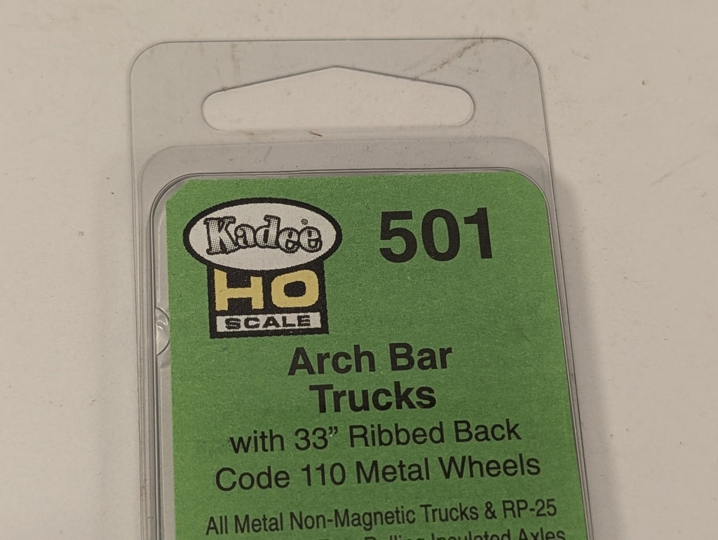 Kadee HO Scale Arch Bar Trucks with 33" Ribbed Back Code 110 Metal Wheels Bogeys