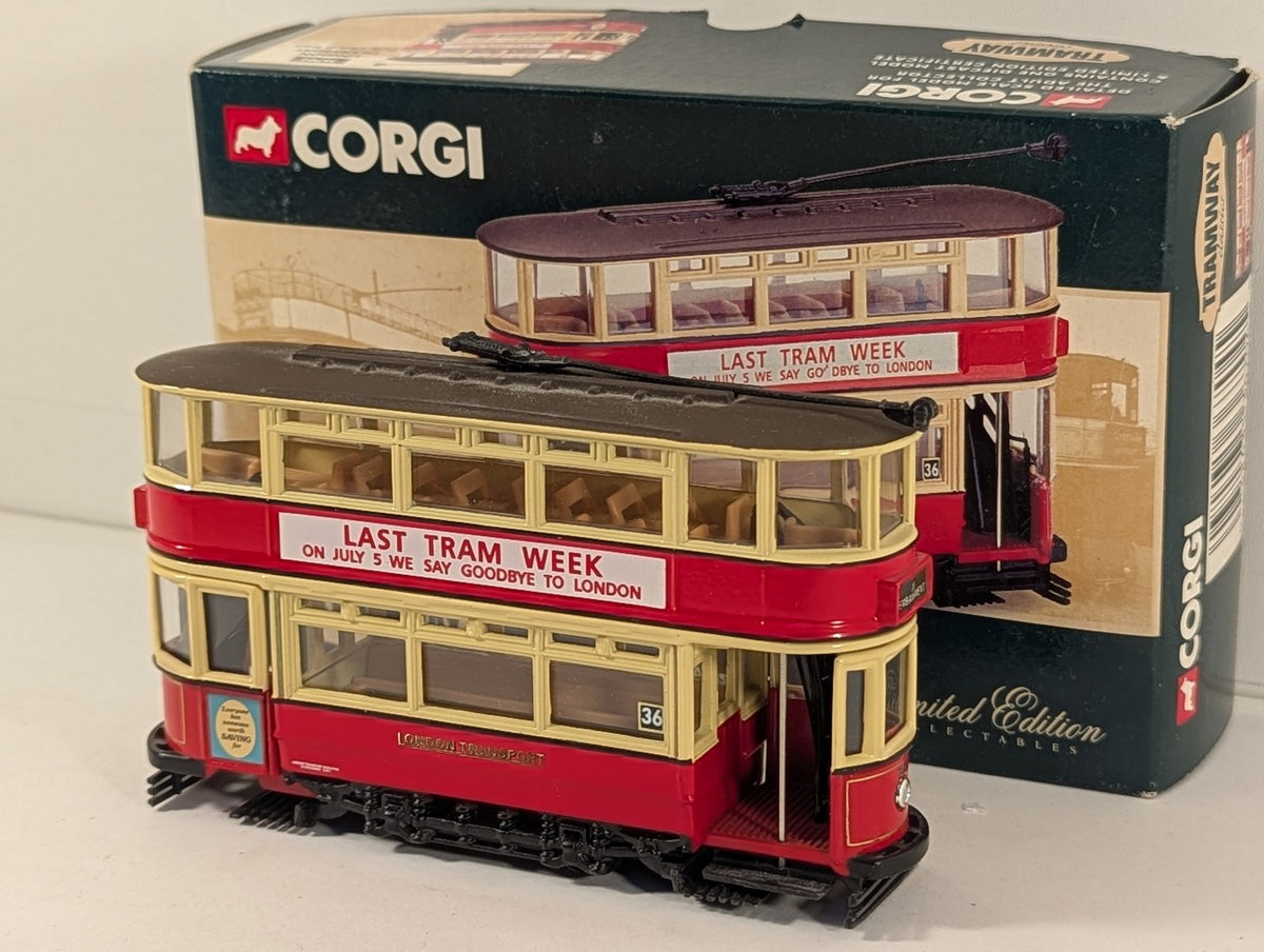 Corgi 1:64 London Transport Fully Closed Tram - Last Tram Week Die-cast Tram 284