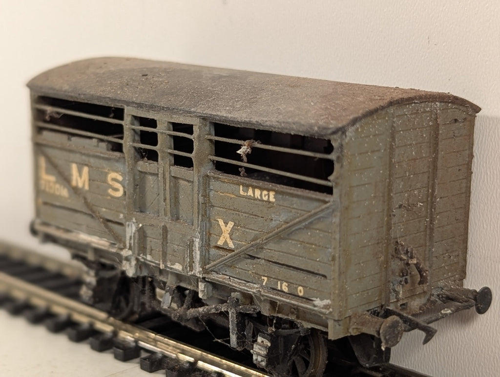 Kitbuilt OO Gauge LMS Cattle Wagon 710014 LMS Grey W5006