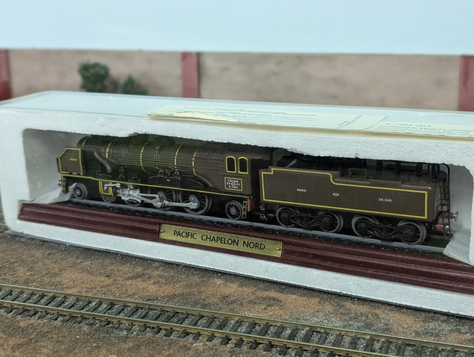Atlas Editions Pacific Chapelon Nord Model Train on Wooden Plinth