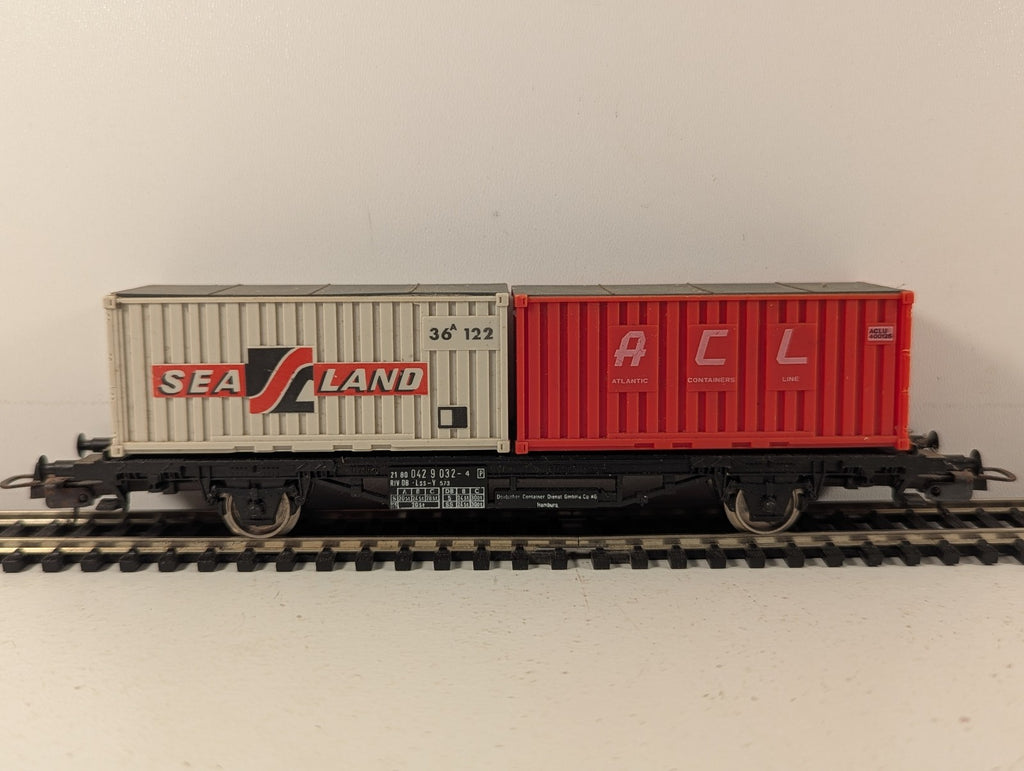 Lima HO Gauge DB Lss-y 573 Container Flat Wagon Goods Wagon 21 80 042 9 032-4