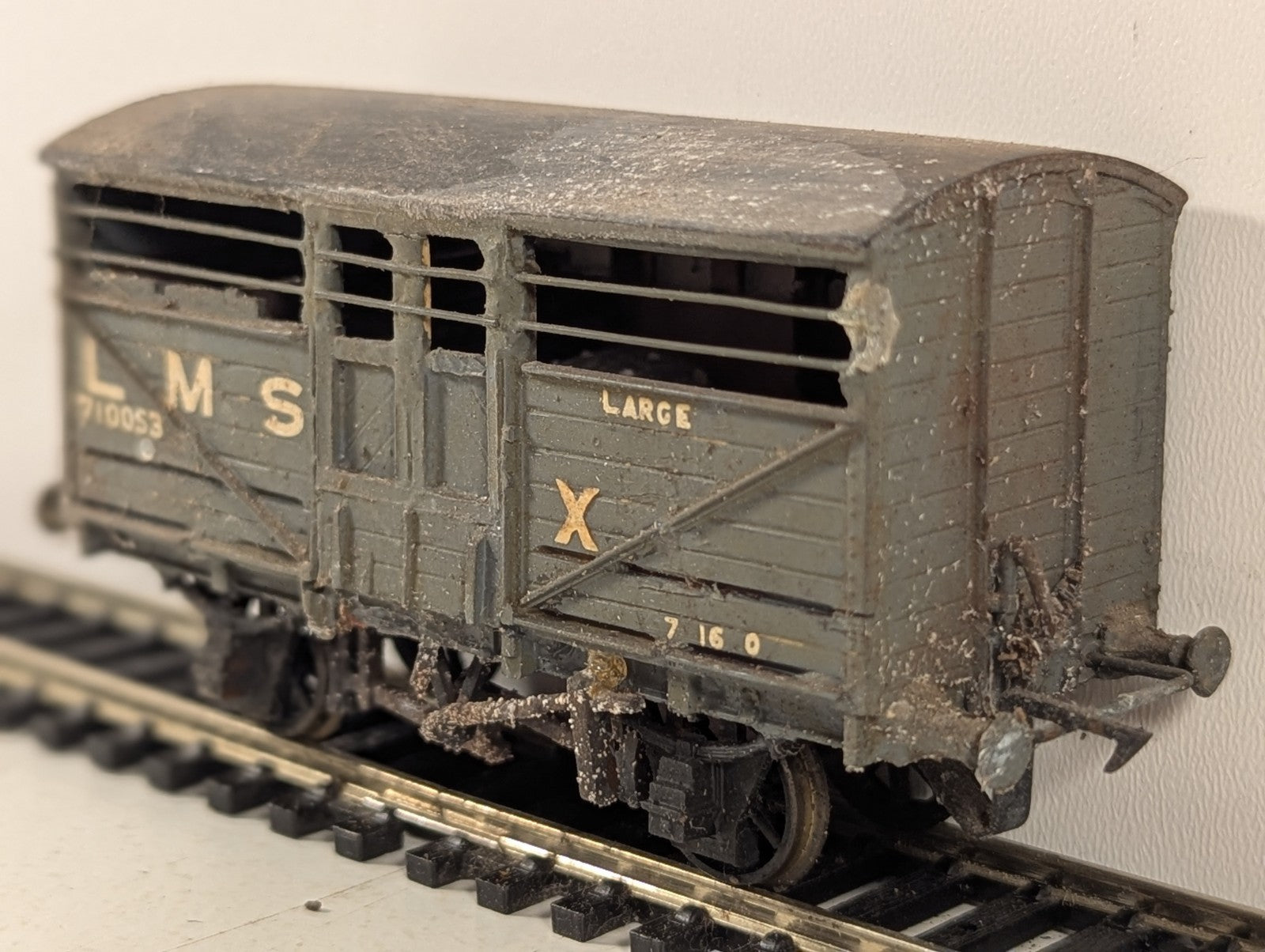 Kitbuilt OO Gauge LMS Cattle Wagon Goods Wagon 710053 LMS Grey