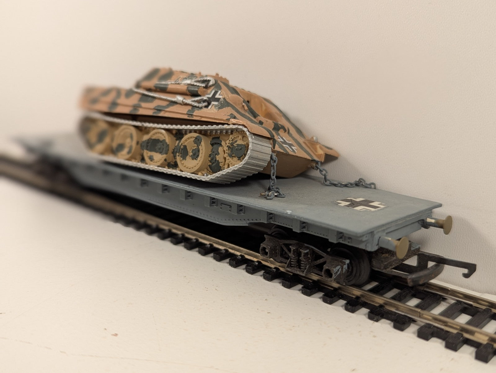 Custom HO Gauge German WW2 Schwerlastwagen with Tank Load