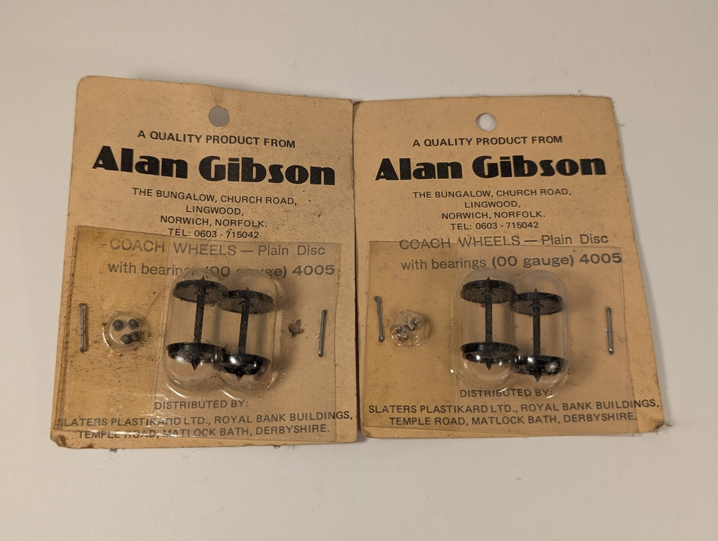 Alan Gibson OO Gauge Coach Wheels - Plain Disc with Bearings 4005