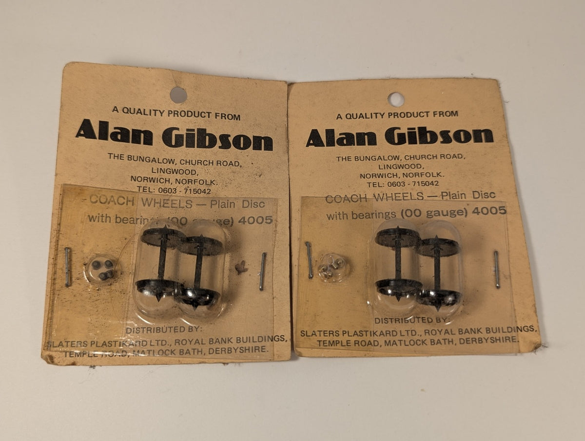 Alan Gibson OO Gauge Coach Wheels - Plain Disc with Bearings 4005