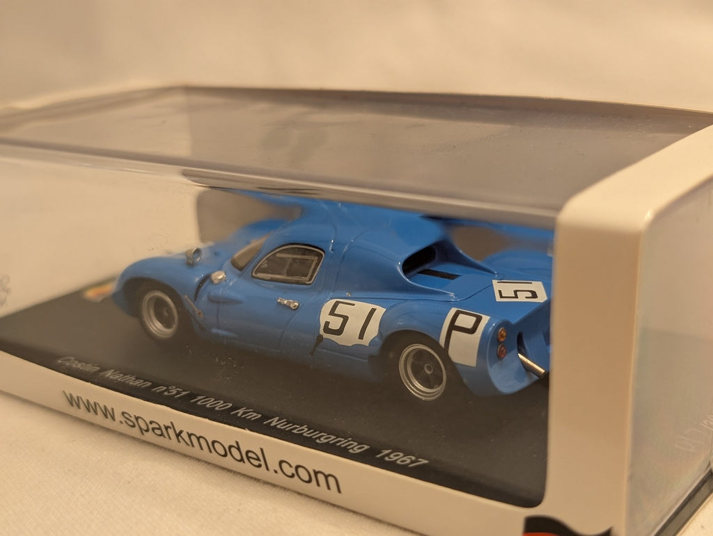 Spark 1:43 Costin Nathan n°51 1000 Km Nurburgring 1967 Die-cast Car Blue SG030