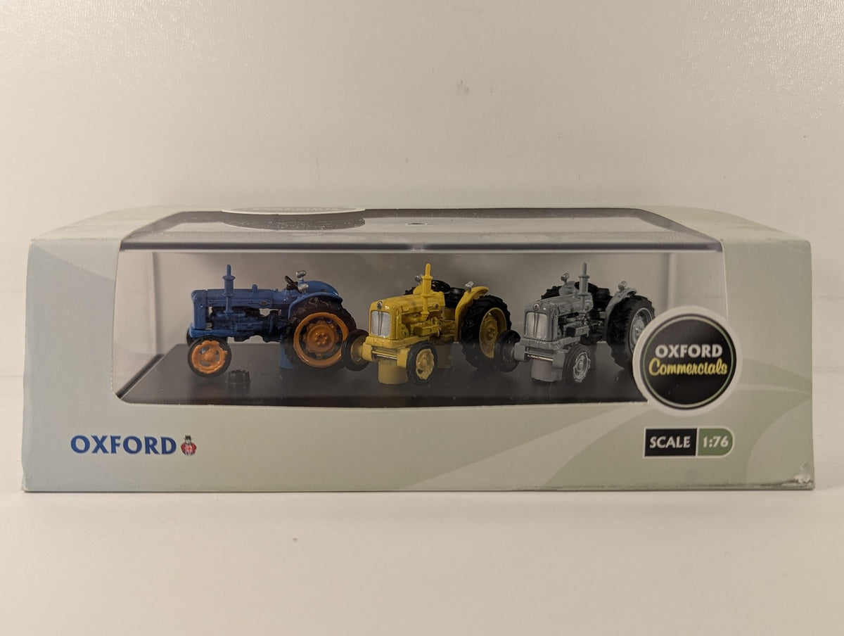 Oxford Diecast 1:76 Triple Tractor Set Blue Yellow Grey Die-cast Vehicles