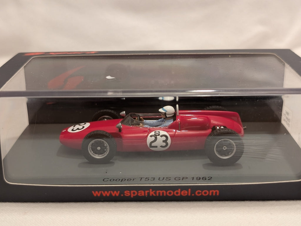 Spark 1:43 Cooper T53 US GP 1962 Tim Mayer Model Car 23 Red S8067