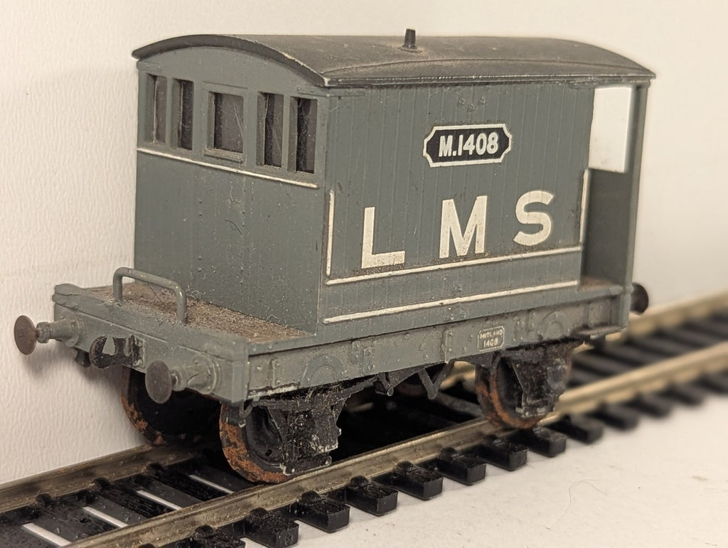 Bachmann OO Gauge Midland 10 Ton Brake Van Goods Wagon M1408 LMS Grey 38-552