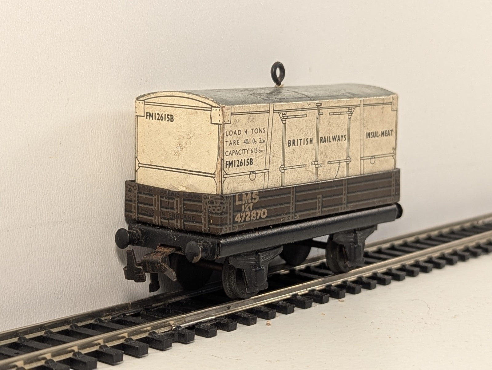 TrixTinplate 12Ton OpenGoods Wagon with WhiteMeat Container - Wrong Wagon in box